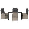 vidaXL Garten Essgruppe mit Kissen 5 pcs Hellgrau Poly-Rattan