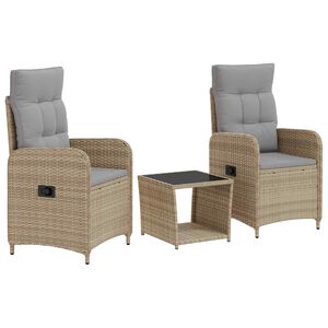 vidaXL Garten-Lounge-Set 3 stk. Beige und Hellgrau 45 x 45 x 40 cm