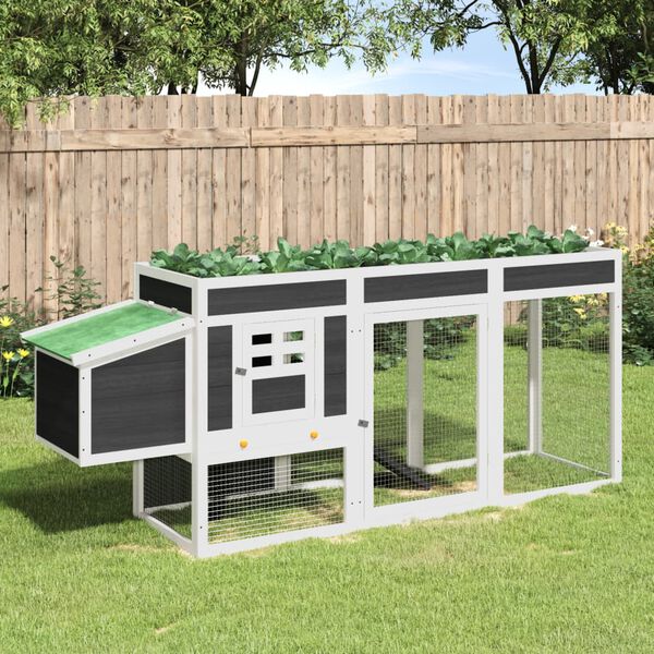 vidaXL H&uuml;hnerstall Grau 204x50x84 cm Massivholz Kiefer