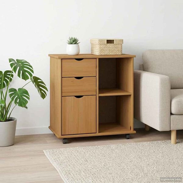 vidaXL Rollschrank Honigbraun 63,5 x 39 x 65,5 cm Massivholz Kiefer