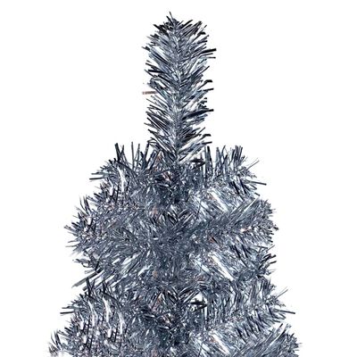 vidaXL Weihnachtsbaum Schlank mit LEDs Silbern 180 cm