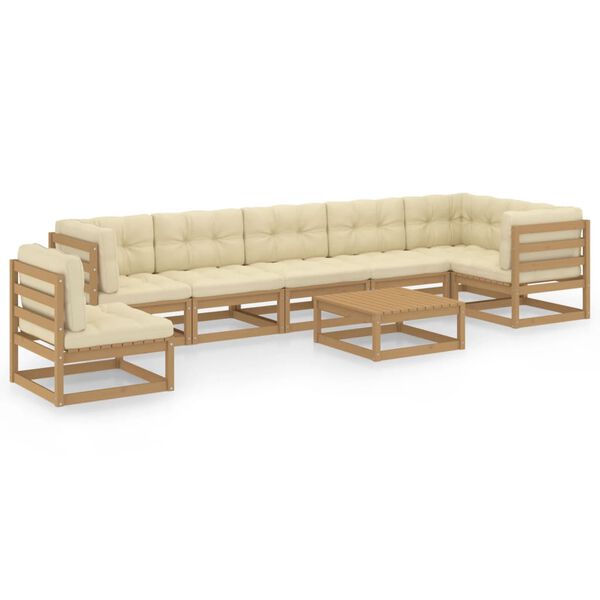 vidaXL 8-tlg. Garten-Lounge-Set mit Kissen Massivholz Kiefer