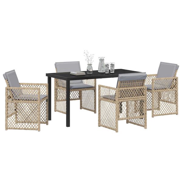 vidaXL Garten Essgruppe 5 pcs Beige Poly-Rattan