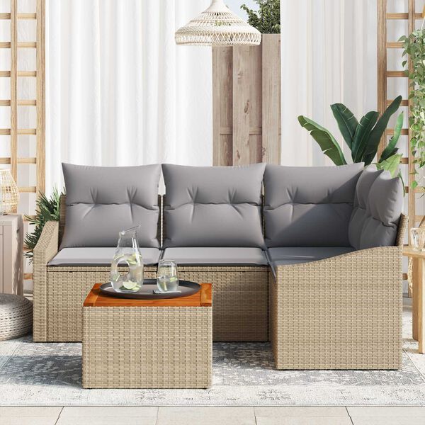 vidaXL Gartensofa-set 5 pcs Beige und Hellgrau Poly-Rattan