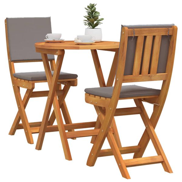vidaXL Bistrogarnitur mit Kissen 3 pcs &Ouml;l-Natur Massivholz Akazie
