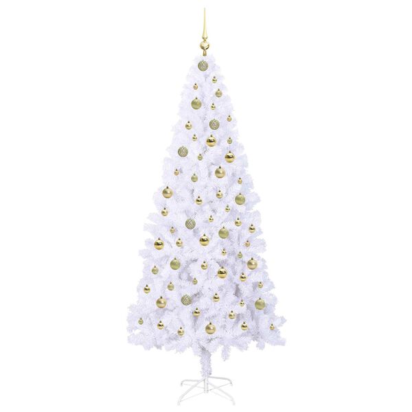 vidaXL K&uuml;nstlicher Weihnachtsbaum Wei&szlig; 210 cm PVC und Stahl