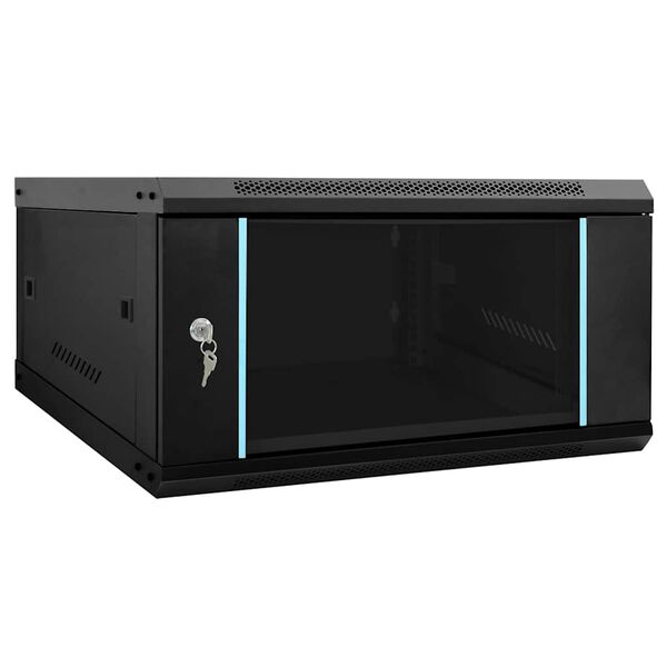 vidaXL Netzwerkschrank mit Speicher Schwarz 60 x 60 x 35 cm Stahl