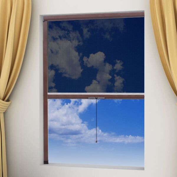 Braunes aufrollbares Insektengitter f&uuml;r Fenster 120 x 170 cm