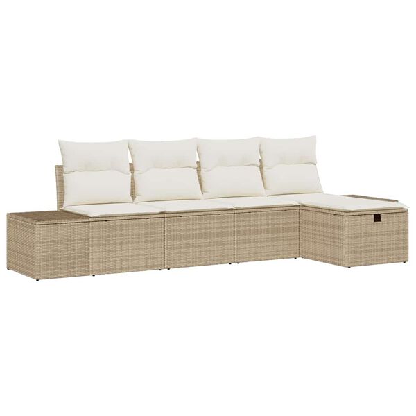 vidaXL Sofa Set mit Kissen 5 pcs Poly-Rattan