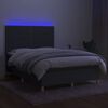vidaXL Boxspringbett mit Matratze & LED Dunkelgrau 140x200 cm Stoff