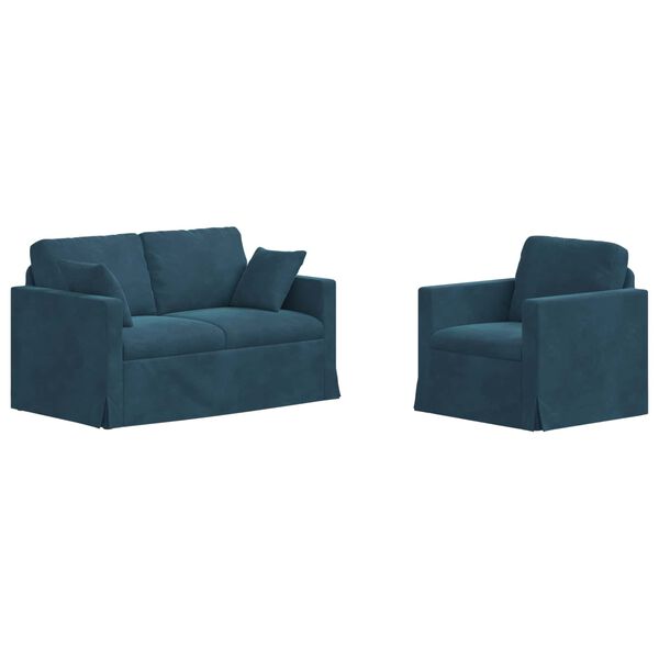 vidaXL Sofa 2 pcs Blau Gesamtabmessungen: 138 x 78 x 80 cm (B x T x H)