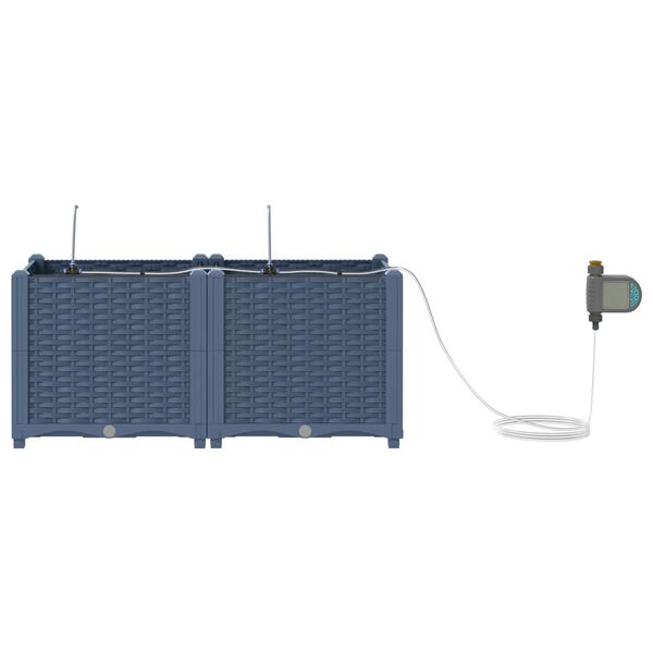 vidaXL Garten-Pflanzgef&auml;&szlig; 2 pcs Grau 80 x 40 x 37,5 cm Kunststoff