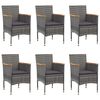 vidaXL 7-tlg. Garten-Essgruppe Poly Rattan Grau