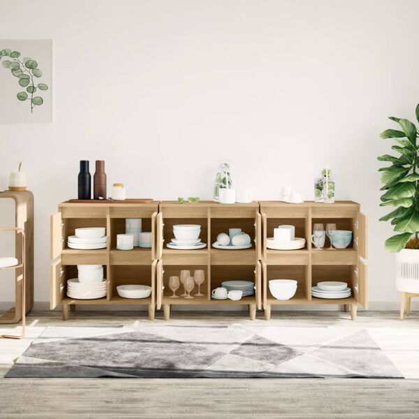 vidaXL Sideboards 3 Stk. Sonoma-Eiche 60x35x70 cm Holzwerkstoff