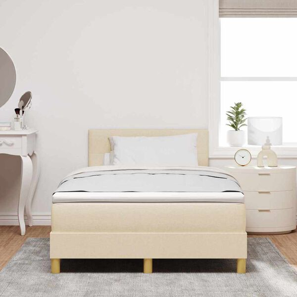 vidaXL Boxspringbett mit Matratze Creme 120 x 200 cm Stoff
