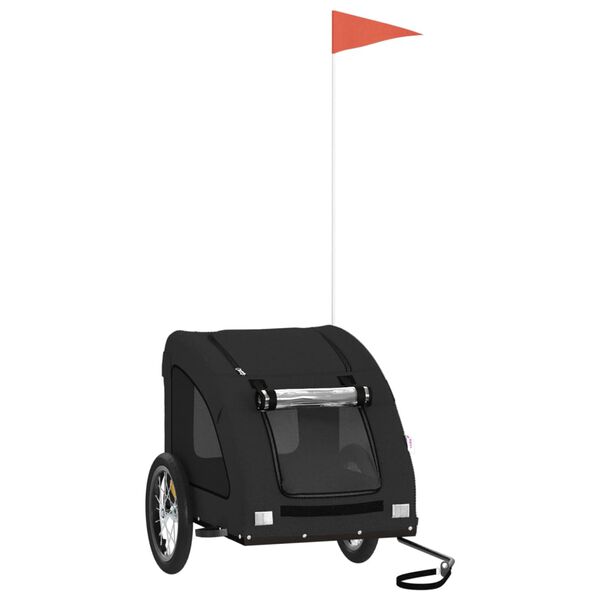 vidaXL Fahrradanhänger Hunde Schwarz Oxford-Gewebe und Eisen