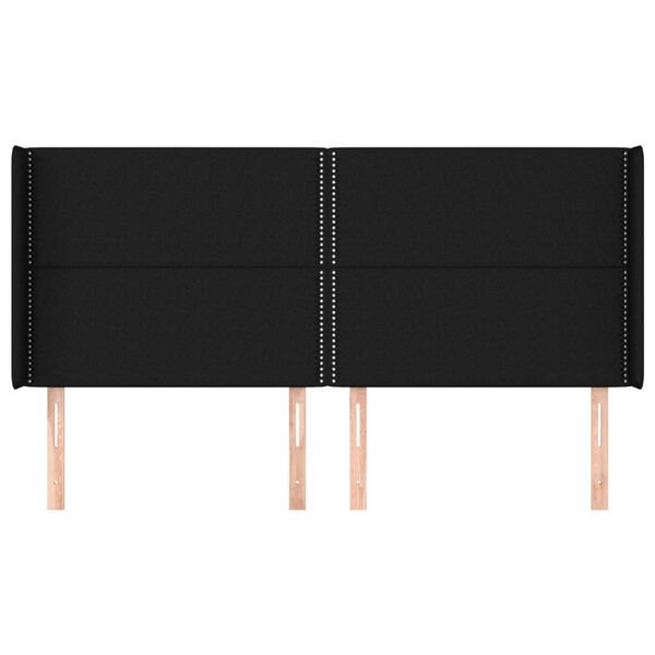 vidaXL Kopfteil mit Ohren Schwarz 203x16x118/128 cm Stoff