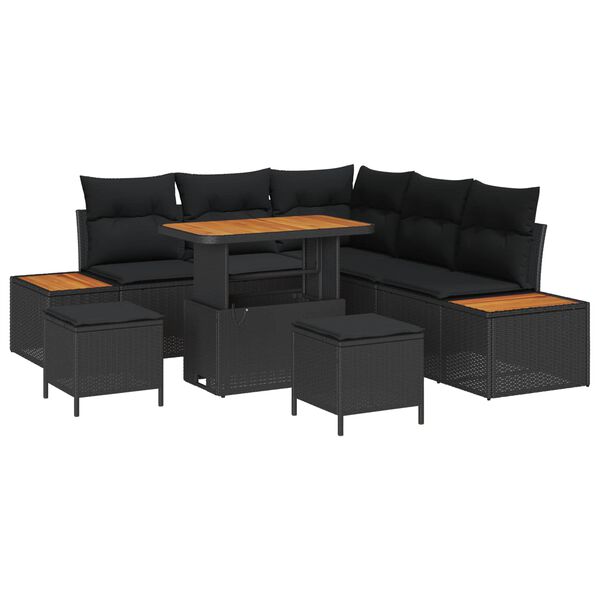 vidaXL Gartensofa-set 8 pcs Schwarz Poly-Rattan