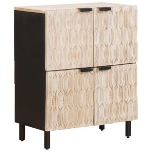 vidaXL Sideboard mit T&uuml;r Wei&szlig;e gewaschene Oberfl&auml;che 60 x 33 x 75 cm