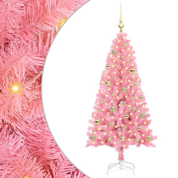 vidaXL Weihnachtsbaum mit 150 LEDs mit Ständer Rosa 150 cm PVC