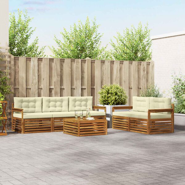 vidaXL Outdoor-Sofagarnitur mit Kissen 6 pcs Natur und Creme