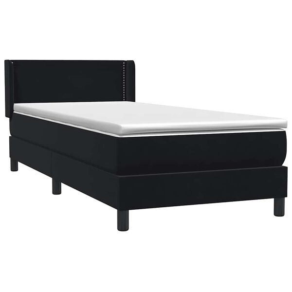 vidaXL Boxspringbett mit Matratze Schwarz 80x210 cm Samt