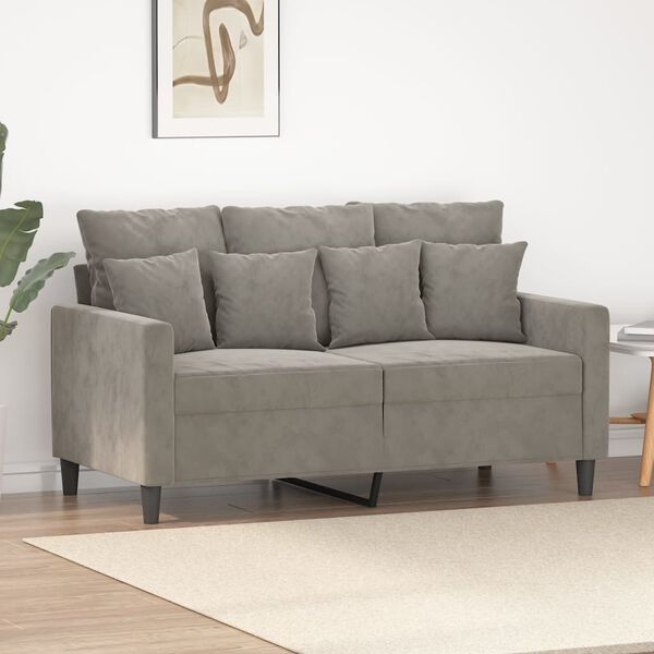 vidaXL 2-Sitzer-Sofa Hellgrau 120 cm Samt