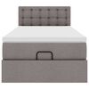vidaXL Ottoman-Bett mit Matratze & LEDs Taupe 80x200 cm Stoff