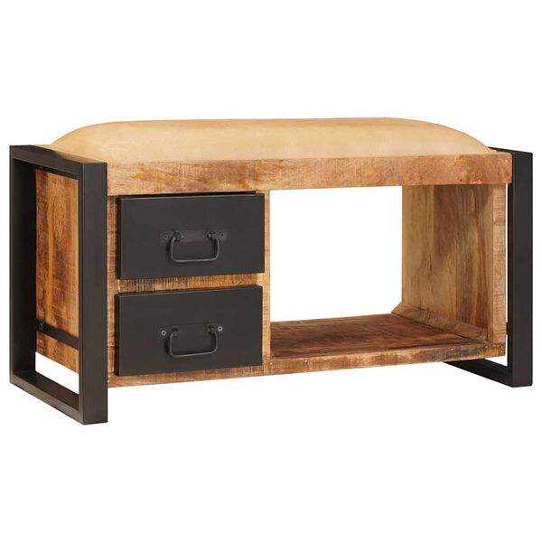 vidaXL Sitzbank mit Schubladen Braun 80 x 35 x 40 cm Massivholz Mango