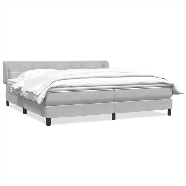 vidaXL Boxspringbett mit Matratzen Hellgrau 180x210 cm Samt
