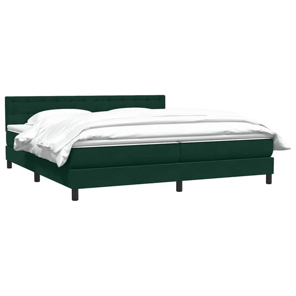 vidaXL Boxspringbett mit Matratze Dunkelgr&uuml;n 180x220 cm Samt