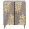 vidaXL Sideboard Grau und Gold 60 x 33 x 75 cm Massivholz Mango