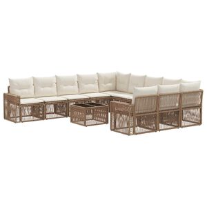 vidaXL Gartensofa-set 12 pcs Beige und Cremewei&szlig; Poly-Rattan