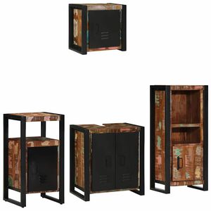 vidaXL Badezimmerm&ouml;bel-Set 4 Stk. Mehrfarbig und Schwarz
