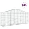 vidaXL Gabionen mit Hochbogen 15 Stk. 200x30x80/100cm Verzinktes Eisen