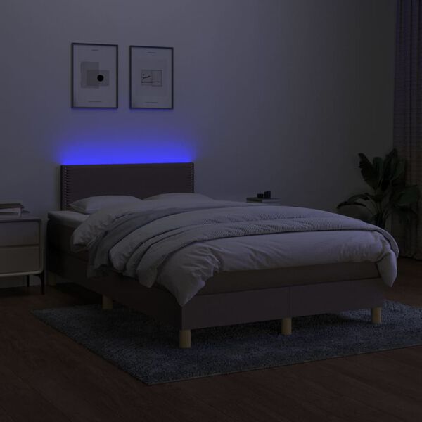 vidaXL Boxspringbett mit Matratze & LED Taupe 120x200 cm Stoff