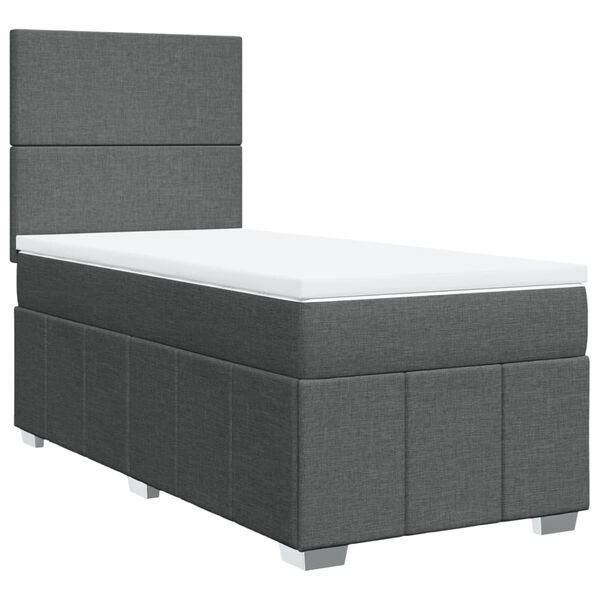 vidaXL Boxspringbett mit Matratze Dunkelgrau 90x190 cm Stoff