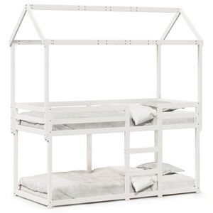 vidaXL Etagenbett mit Dach Wei&szlig; 90x190 cm Massivholz Kiefer