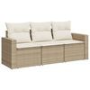 vidaXL 3-tlg. Garten-Sofagarnitur mit Kissen Beige Poly Rattan