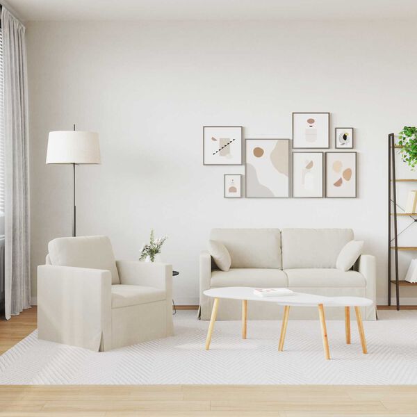 vidaXL Sofa 2 pcs Creme 158 x 78 x 80 cm Samt