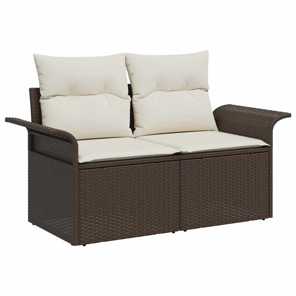 vidaXL Garten-Sofa-Set mit Kissen 9 pcs Braun Poly Rattan