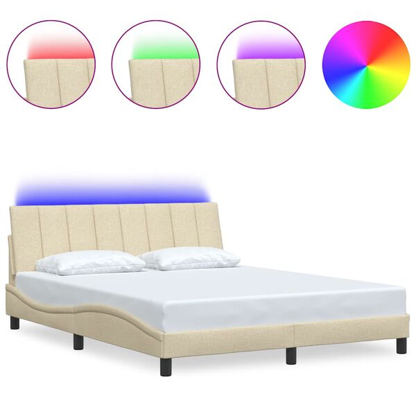 vidaXL Bettgestell ohne Matratze "Hanko" Creme 160x200 cm Stoff