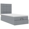 vidaXL Ottoman-Bett mit Matratze & LEDs Hellgrau 100x200 cm Stoff