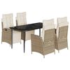 vidaXL 5-tlg. Garten-Essgruppe mit Kissen Beige Poly Rattan