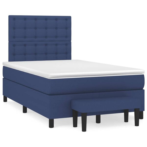 vidaXL Boxspringbett mit Matratze Blau 120x190 cm Stoff