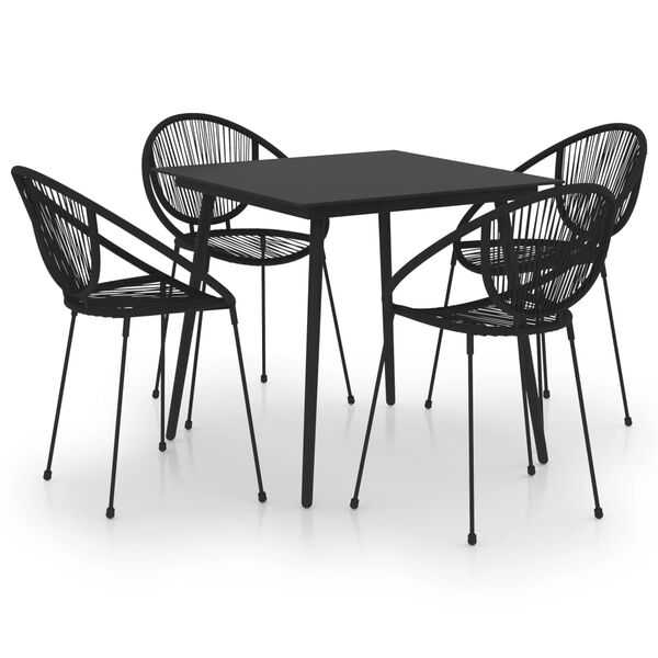 vidaXL 5-tlg. Garten-Essgruppe PVC Rattan Schwarz