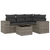 vidaXL 5-tlg. Garten-Sofagarnitur mit Kissen Grau Poly Rattan