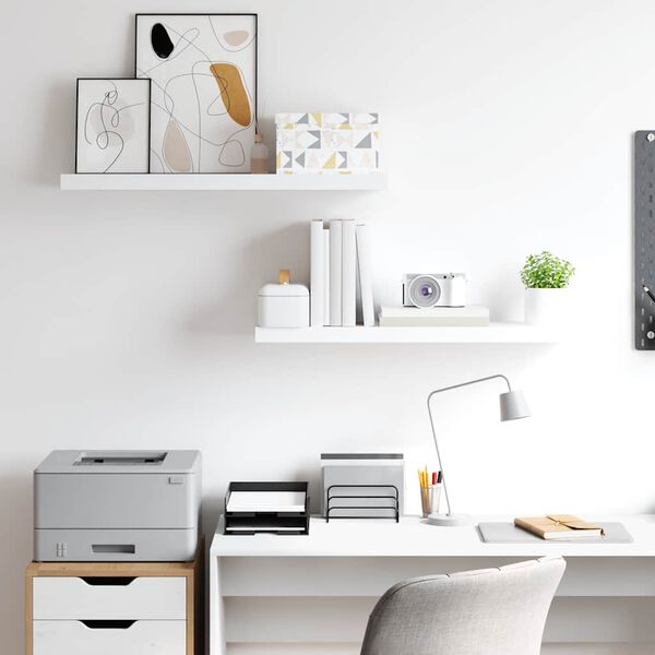 vidaXL Schweberegale 2 Stk. Wei&szlig; 80x23,5x3,8 cm MDF