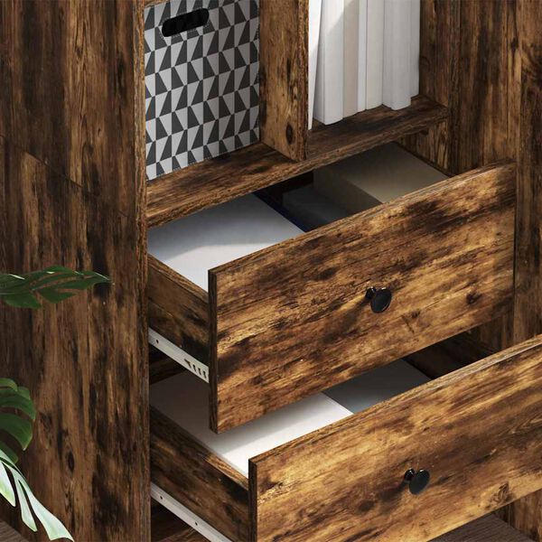 vidaXL Highboard mit Schubladen Ger&auml;ucherte Eiche 45,5 x 34 x 127 cm