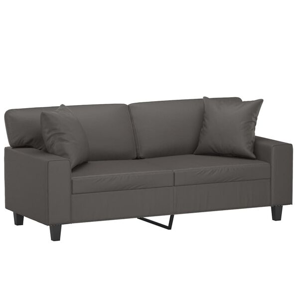 vidaXL 2-Sitzer-Sofa mit Kissen Grau 140 cm Kunstleder